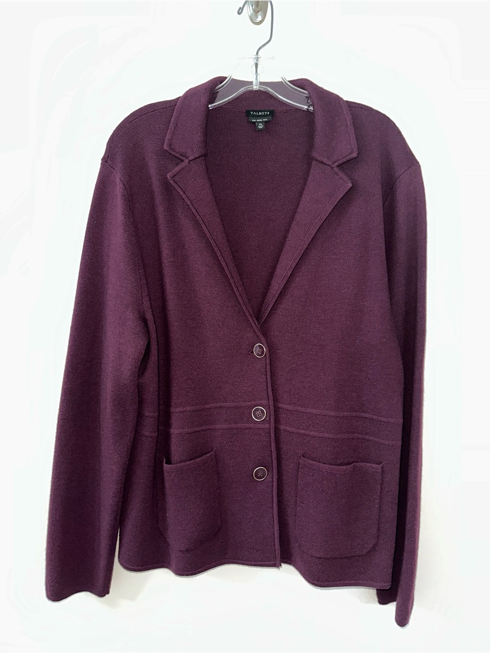 Talbots Deep Plum Knit Blazer Jacket